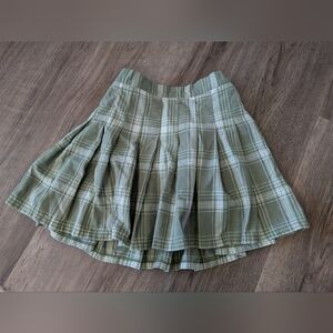 Aerie Green Plaid Skater Skirt Sz Xs